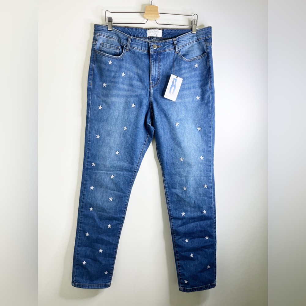 Violeta by Mango Embroidered Flower Denim Jeans